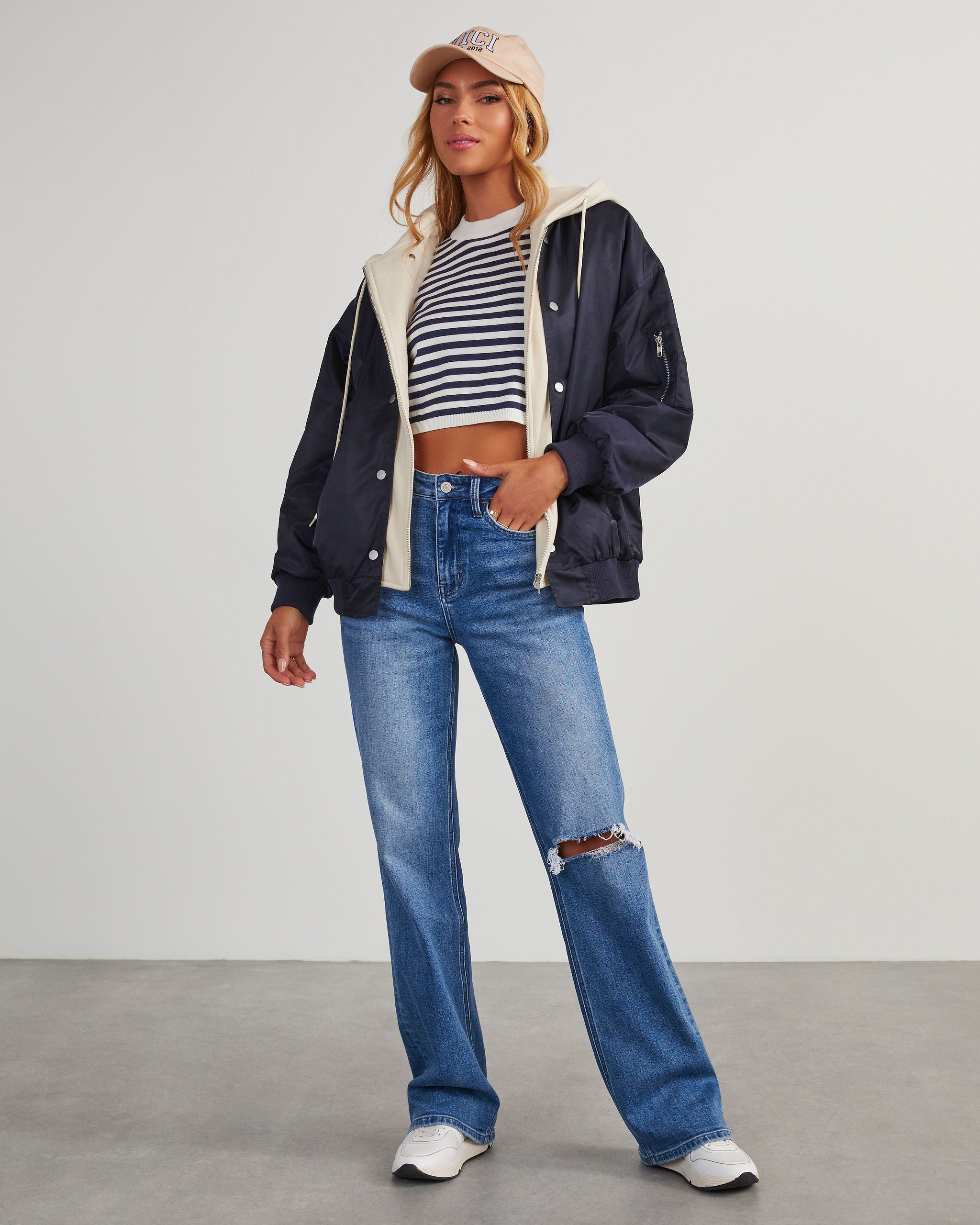 Campus Oversized Hooded Bomber Jacket-Vogue Logic