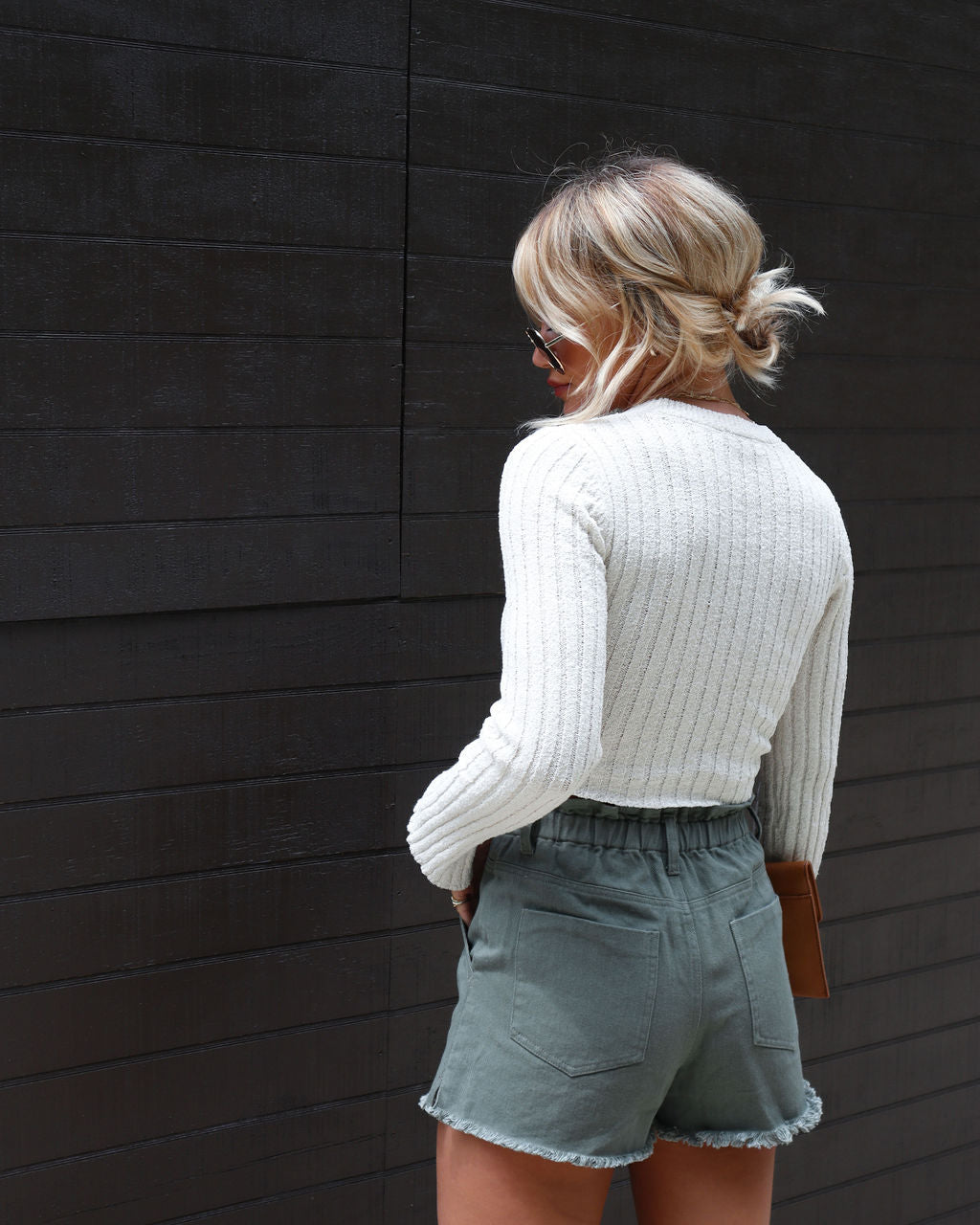 Viall Pocketed Paper Bag Denim Shorts-Vogue Logic