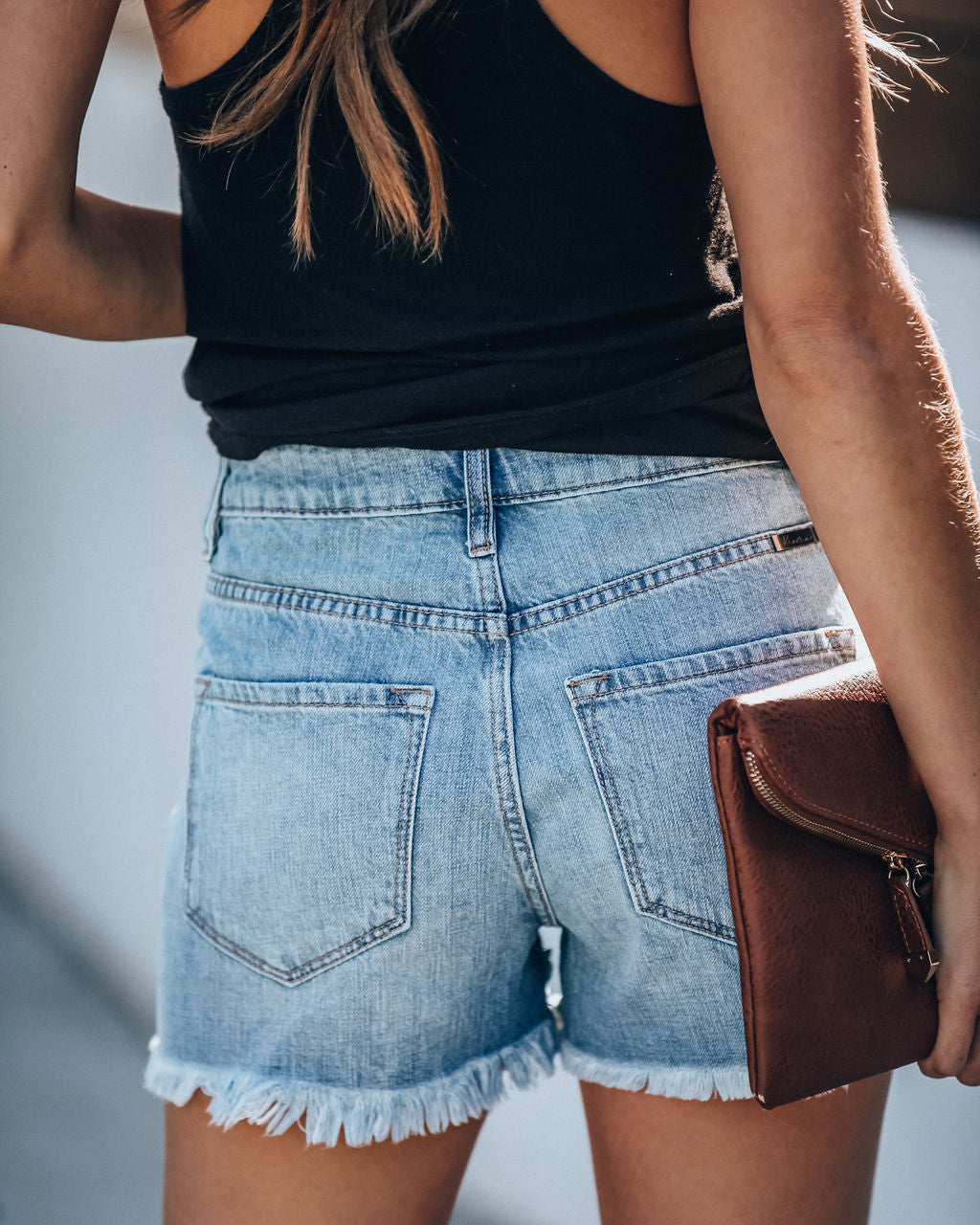 Hazel High Rise Distressed Denim Shorts-Vogue Logic