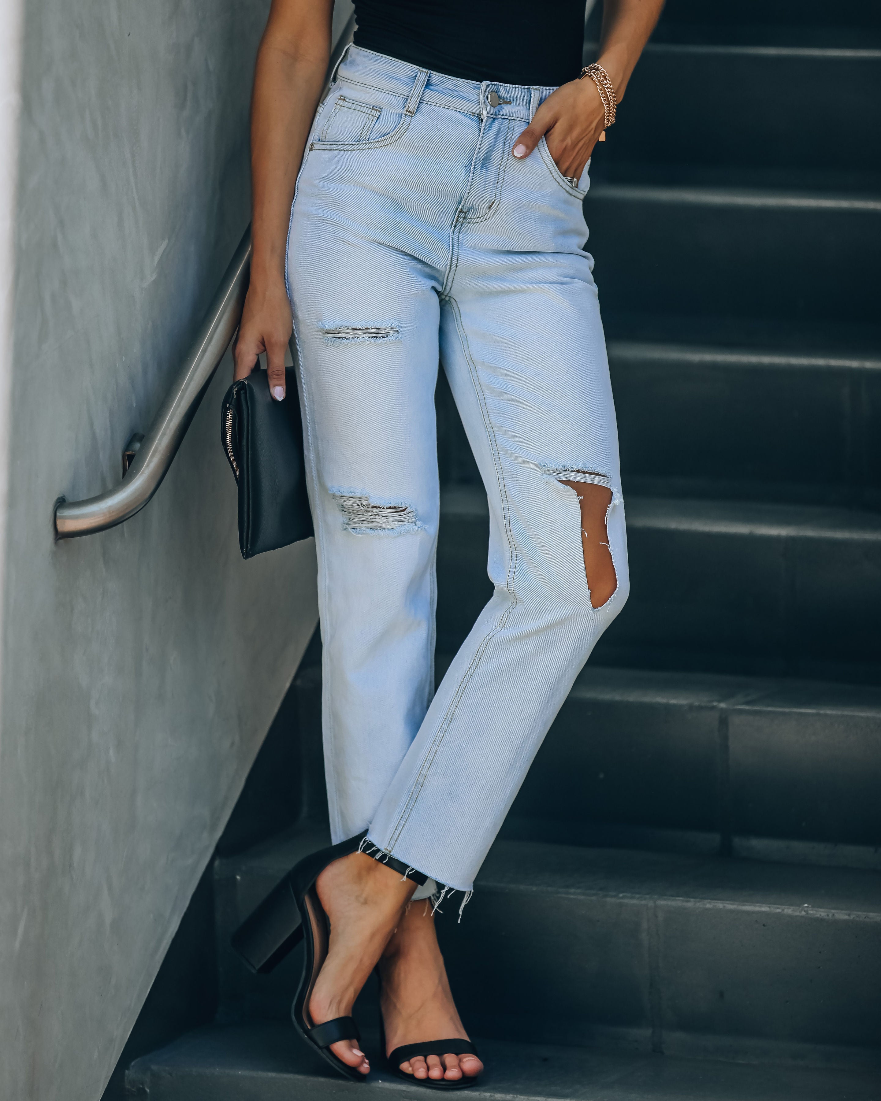 Mila High Rise Distressed Denim-Vogue Logic