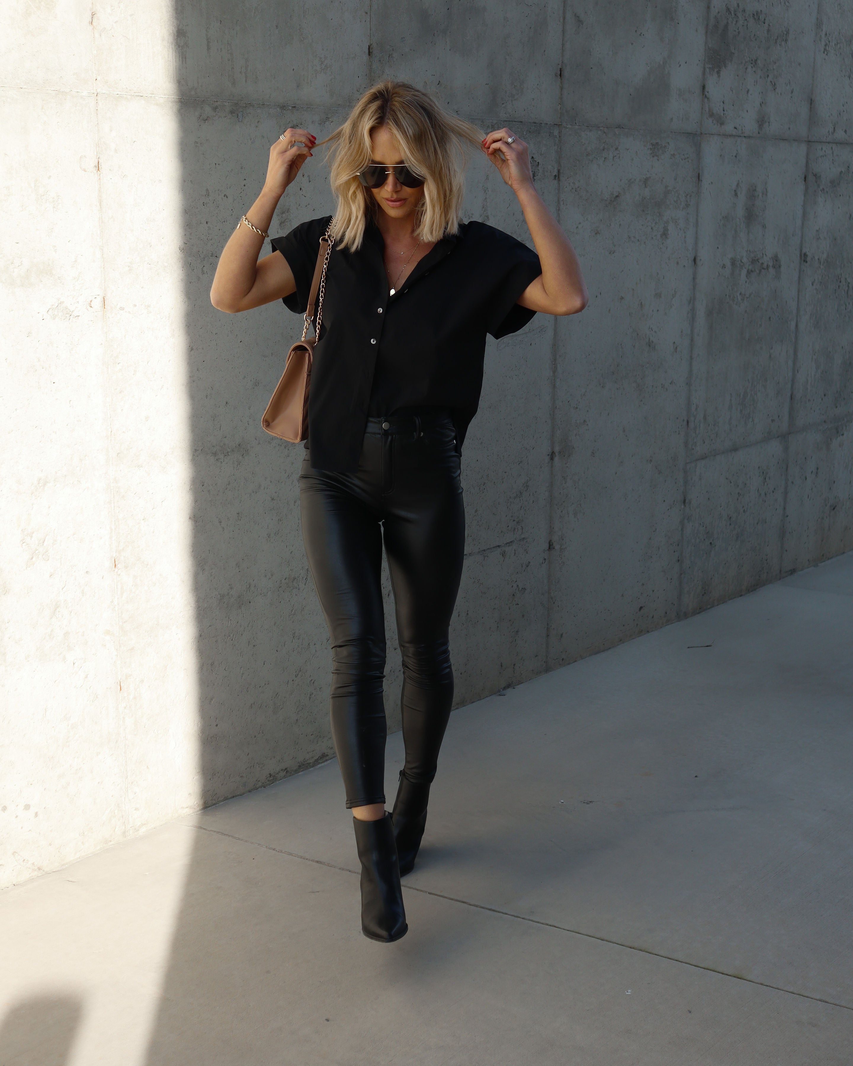 Patty Cotton Blend Button Down Top-Vogue Logic