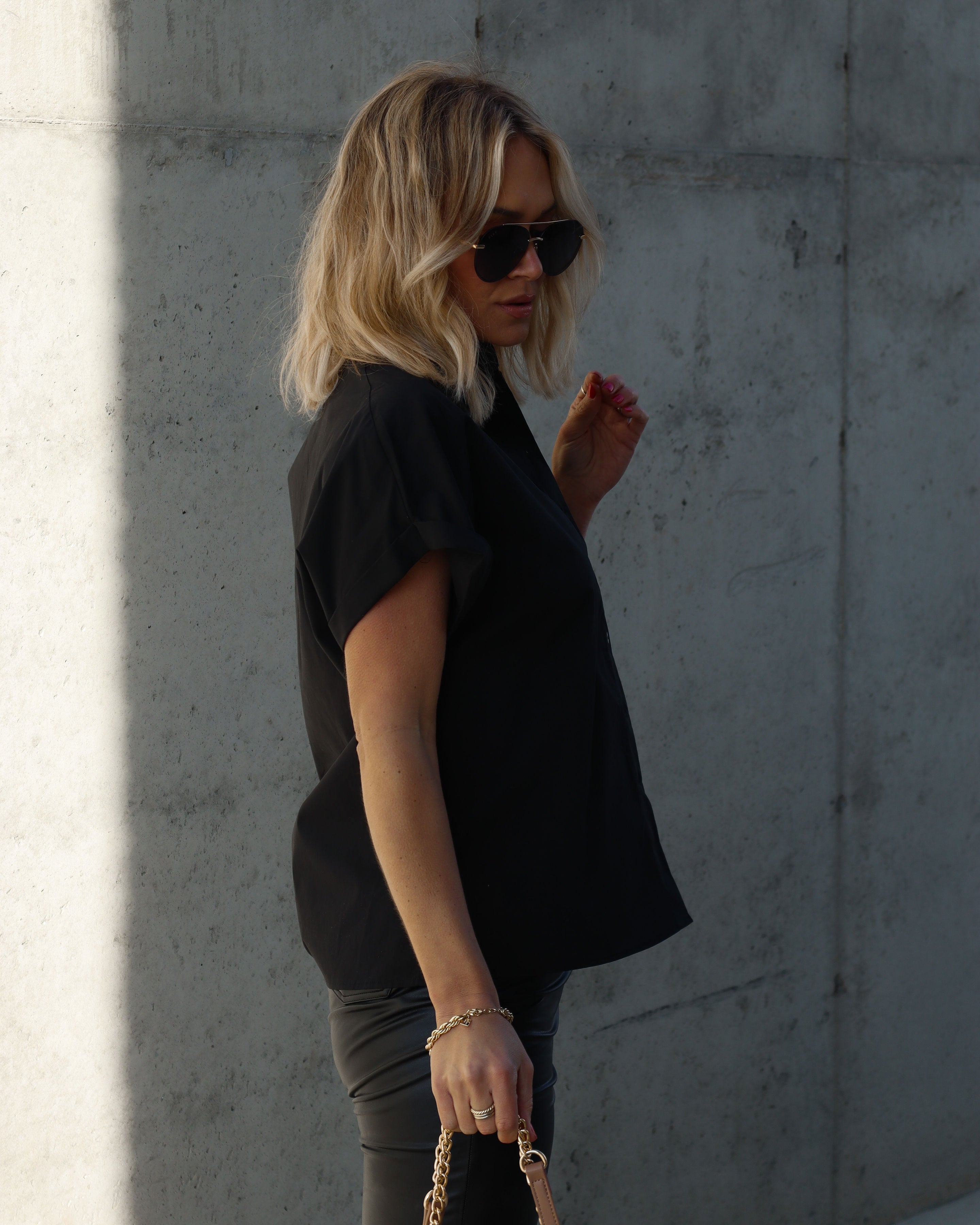 Patty Cotton Blend Button Down Top-Vogue Logic