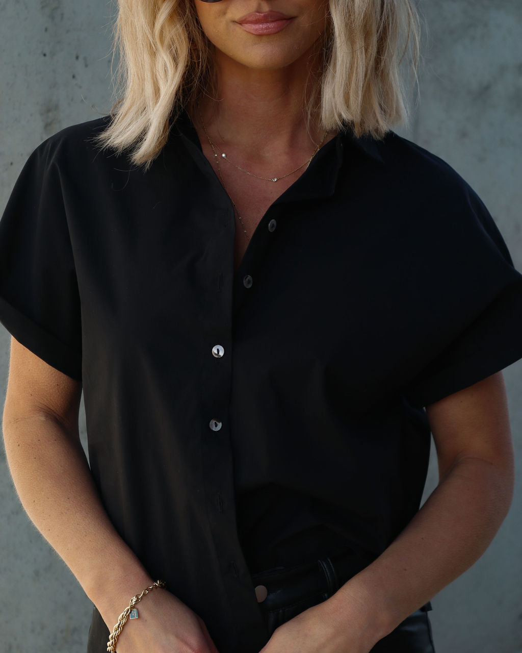 Patty Cotton Blend Button Down Top-Vogue Logic