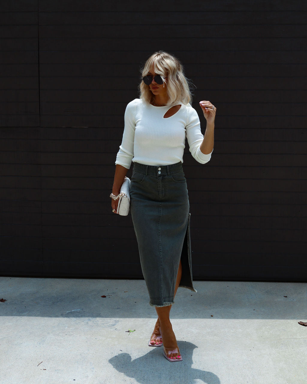 Montclair Cutout Ribbed Knit Sweater Top-Vogue Logic