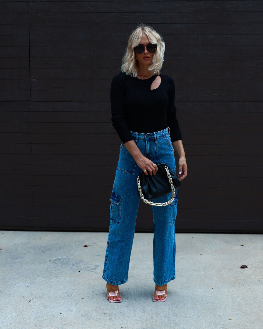 Montclair Cutout Ribbed Knit Sweater Top-Vogue Logic