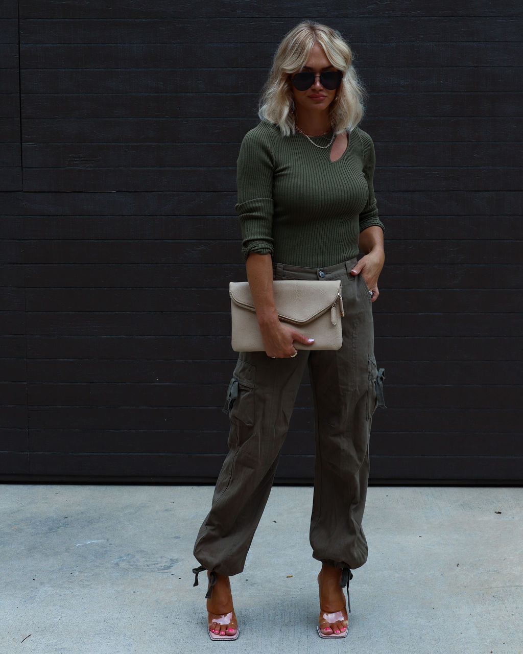 Montclair Cutout Ribbed Knit Sweater Top-Vogue Logic