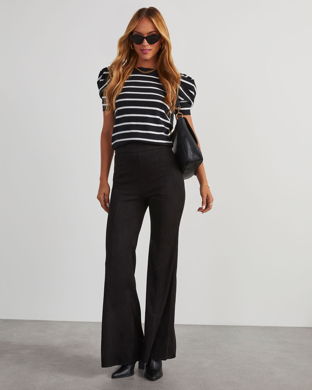 Born With It Faux Suede Wide Leg Pants-Vogue Logic