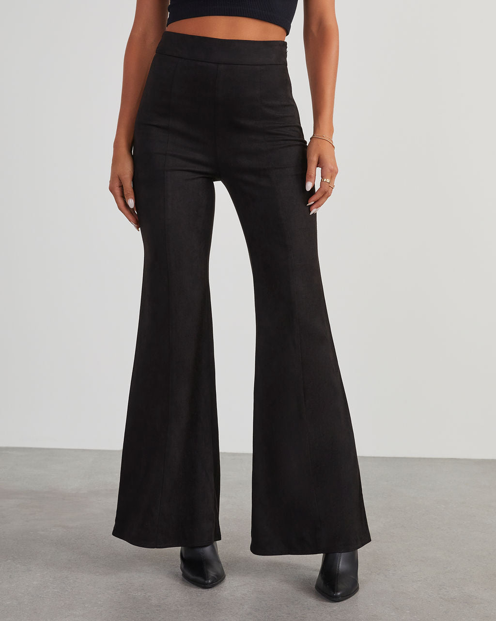 Born With It Faux Suede Wide Leg Pants-Vogue Logic