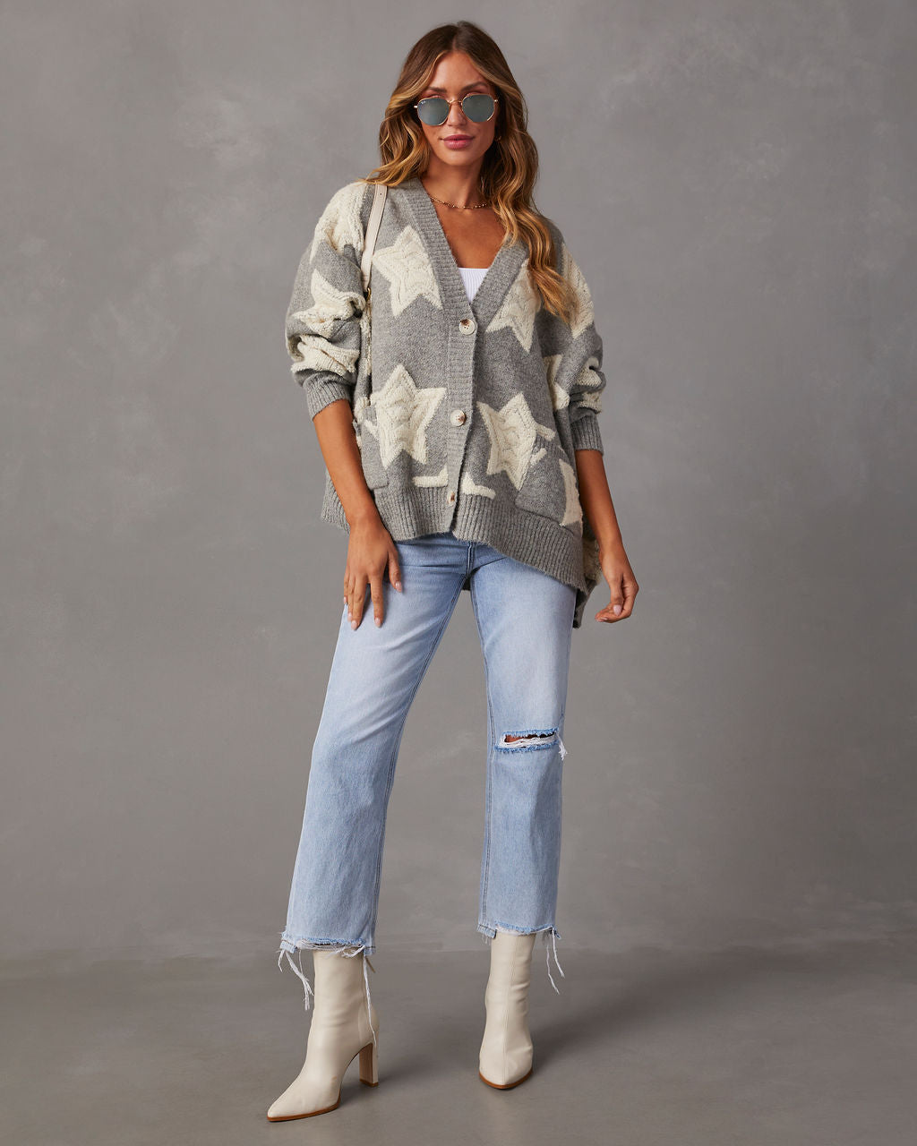 Chasing The Stars Pocketed Oversized Cardigan-Vogue Logic