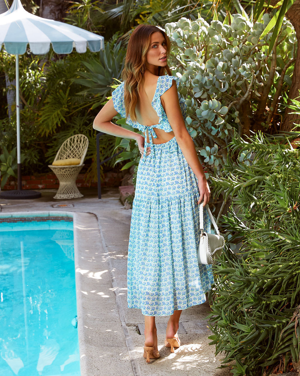 Iris Floral Ruffle Midi Dress-Vogue Logic