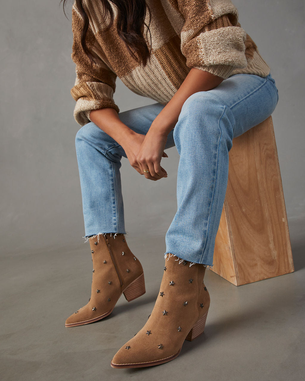 Audrie Star Studded Western Booties-Vogue Logic