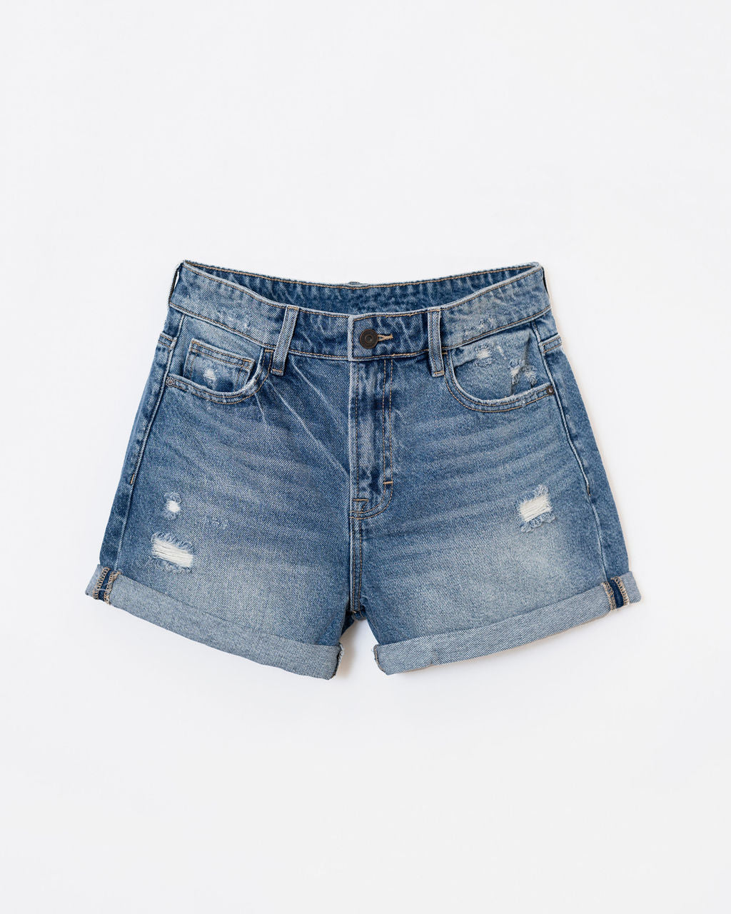 James High Rise Distressed Boyfriend Jean Shorts-Vogue Logic
