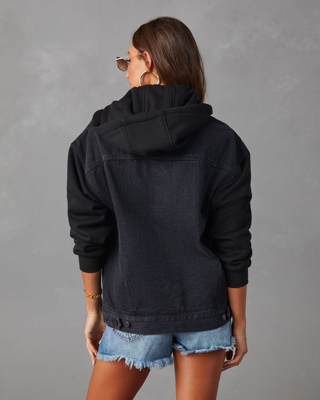 Gerardi Hooded Denim Jacket-Vogue Logic