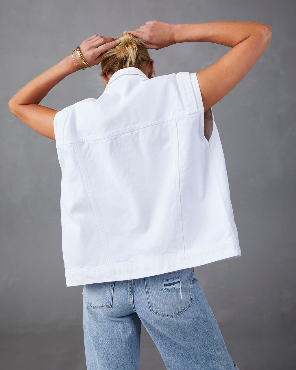 Serai Pocketed Denim Vest-Vogue Logic