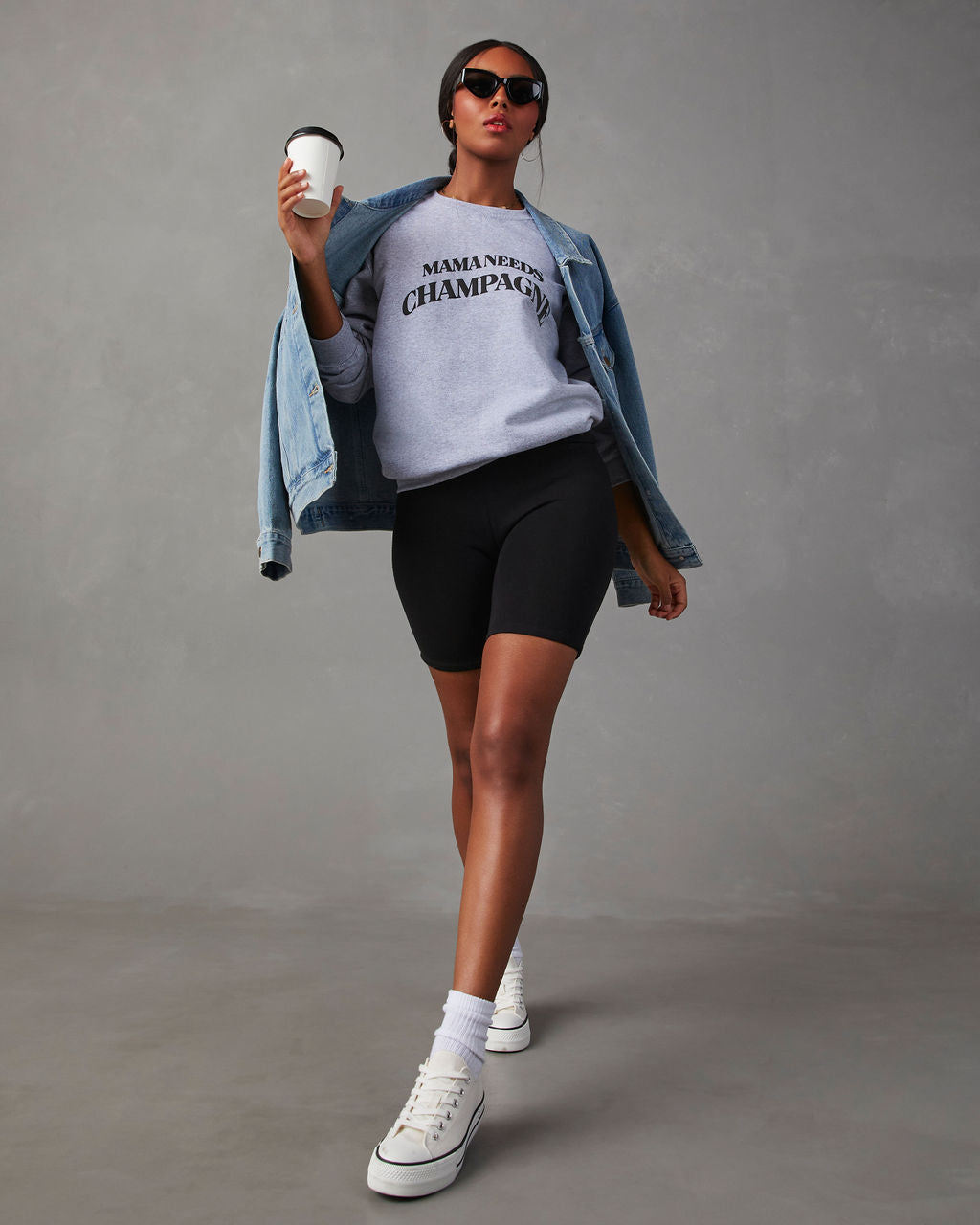 Mama Needs Champagne Graphic Sweatshirt-Vogue Logic