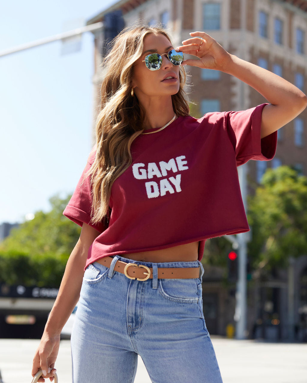 Game Day Cropped Graphic Tee-Vogue Logic