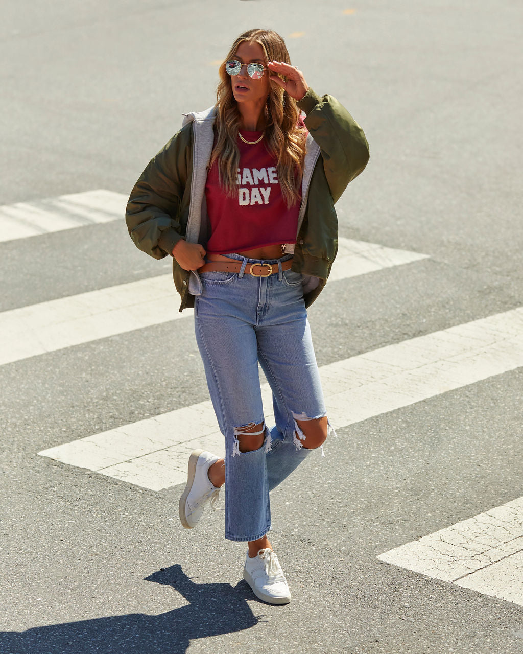 Game Day Cropped Graphic Tee-Vogue Logic