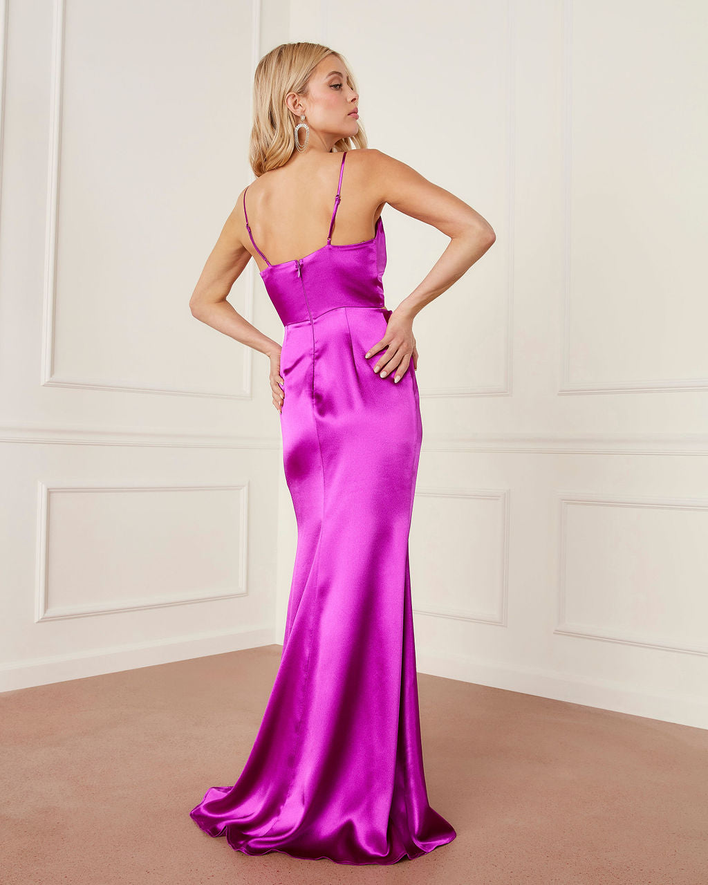 Mariah Satin Cutout Maxi Dress-Vogue Logic