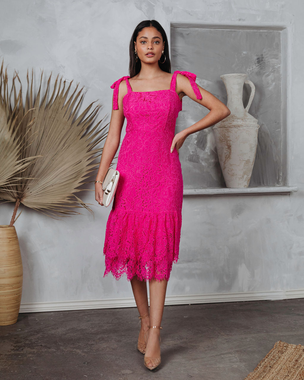 Miami High Tea Lace Midi Dress-Vogue Logic