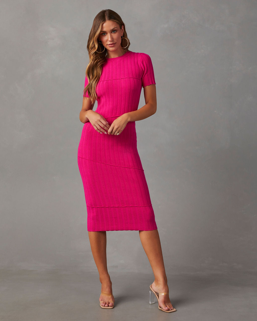 Kalena Ribbed Midi Dress-Vogue Logic