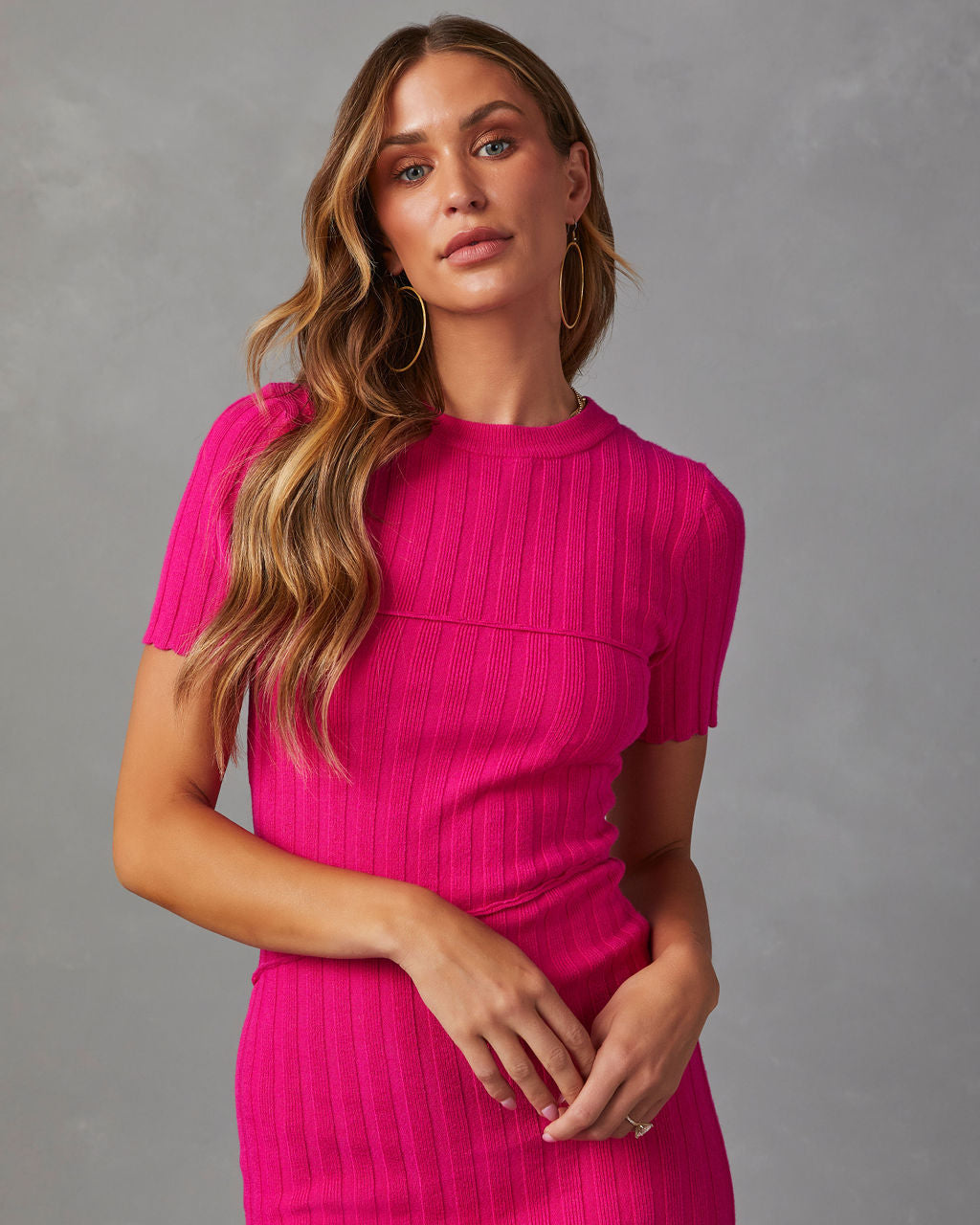 Kalena Ribbed Midi Dress-Vogue Logic