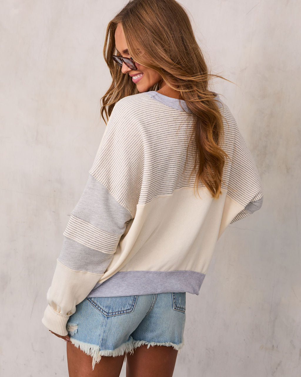 Kimberlie Striped Colorblock Pullover Top-Vogue Logic