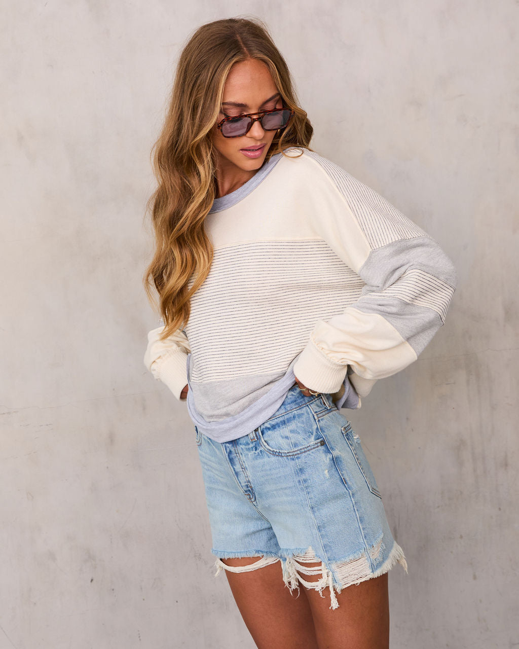 Kimberlie Striped Colorblock Pullover Top-Vogue Logic