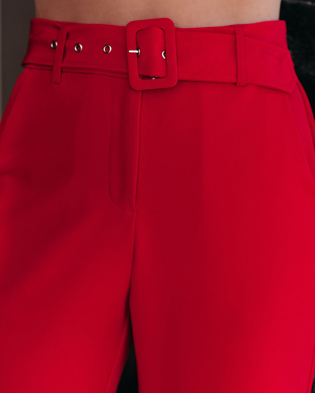 Runway Pocketed Belted Flare Trousers-Vogue Logic