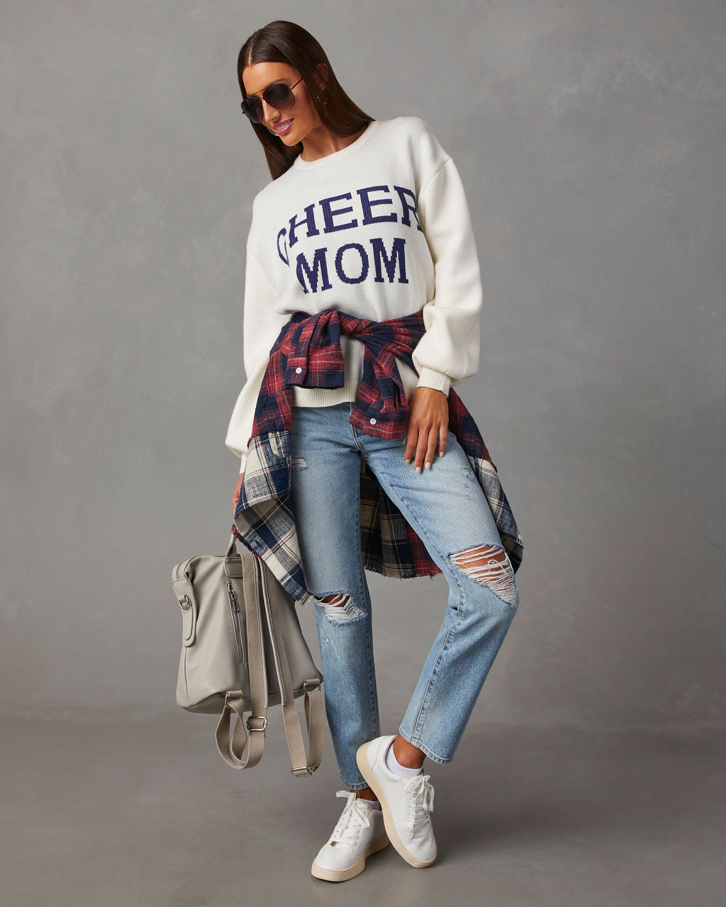 Cheer Mom Knit Pullover Sweater-Vogue Logic