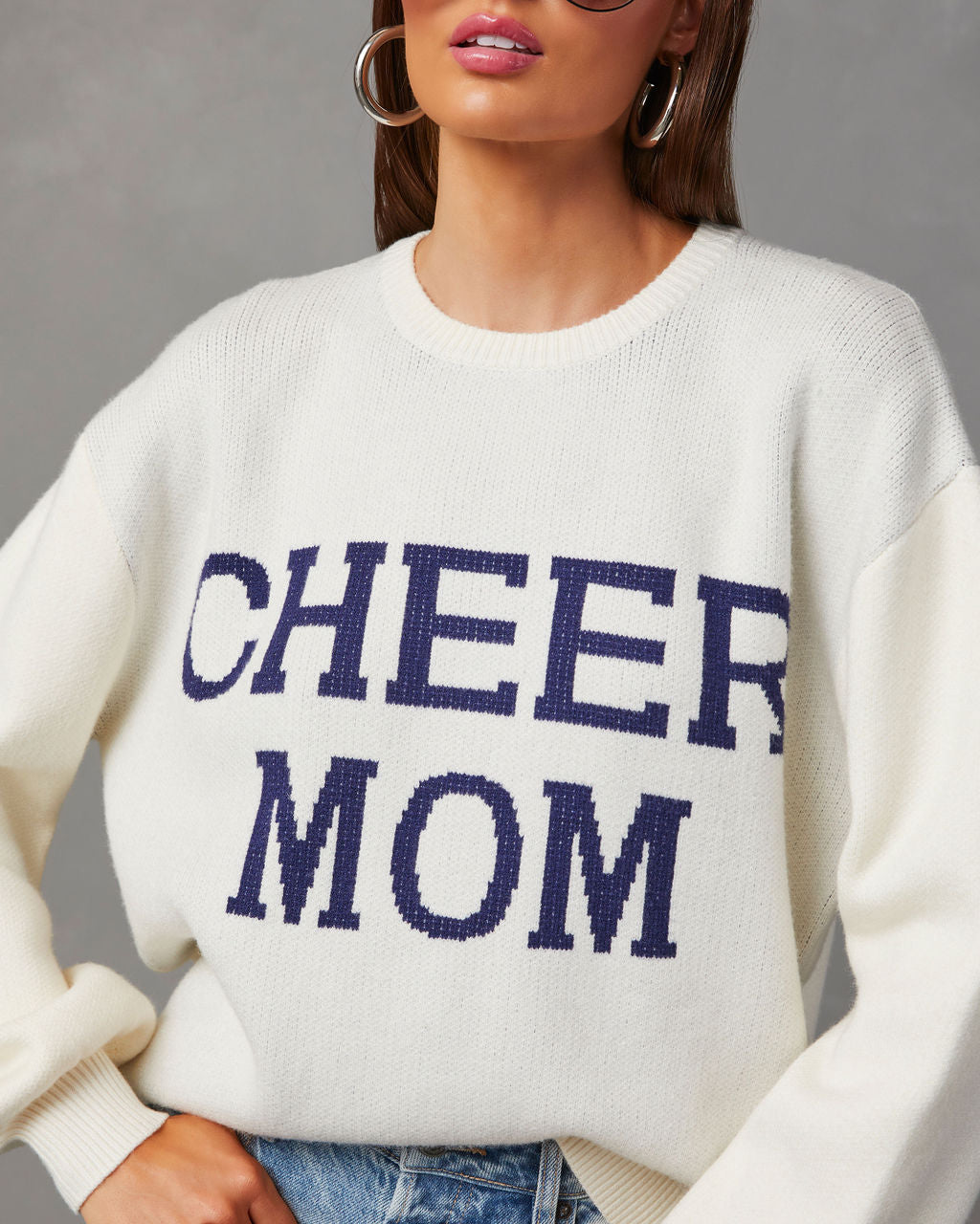 Cheer Mom Knit Pullover Sweater-Vogue Logic