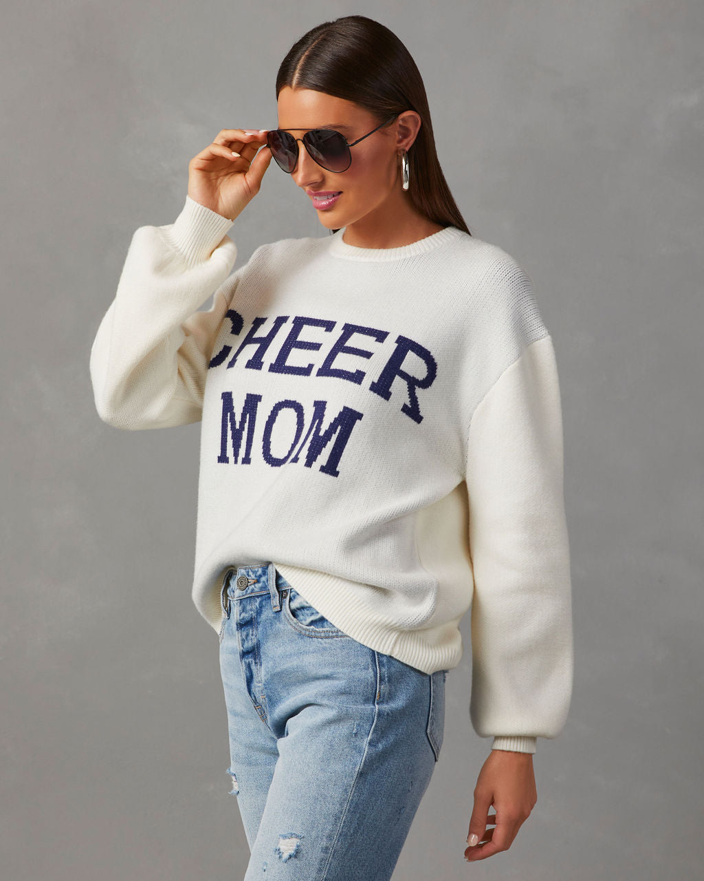 Cheer Mom Knit Pullover Sweater-Vogue Logic