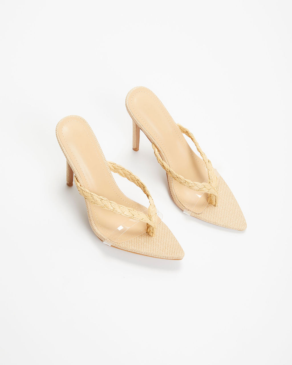 Nitro Woven Strap Slip On Stiletto Heels-Vogue Logic