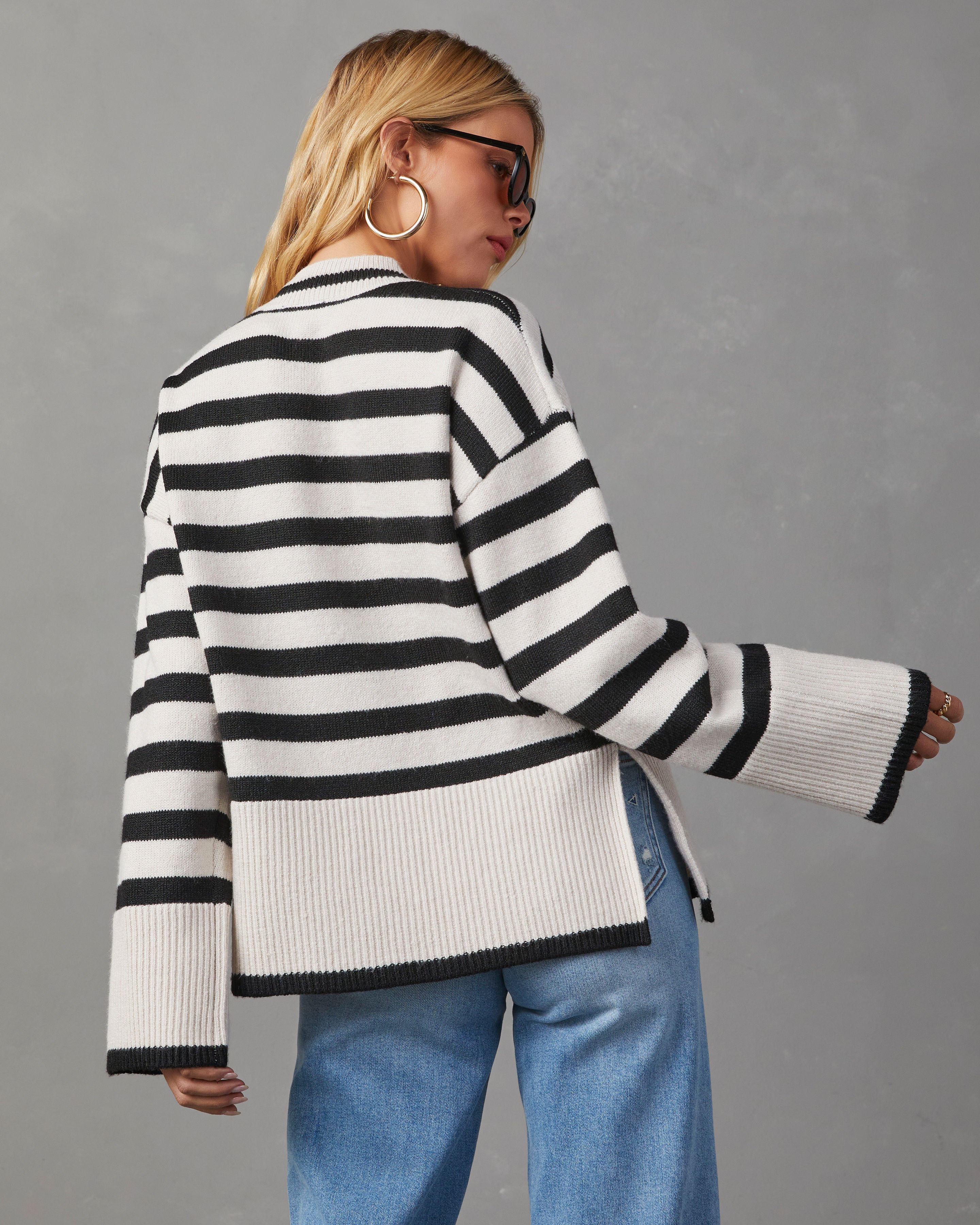Dont Mind Me Striped Knit Sweater-Vogue Logic