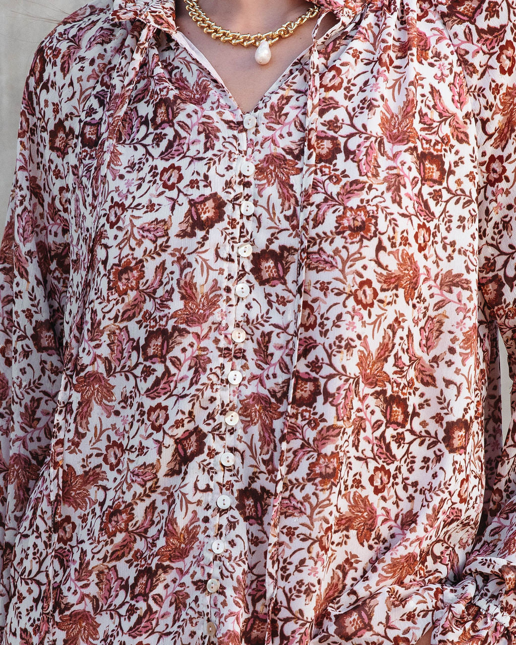 Sahara Printed Ruffle Long Sleeve Top-Vogue Logic