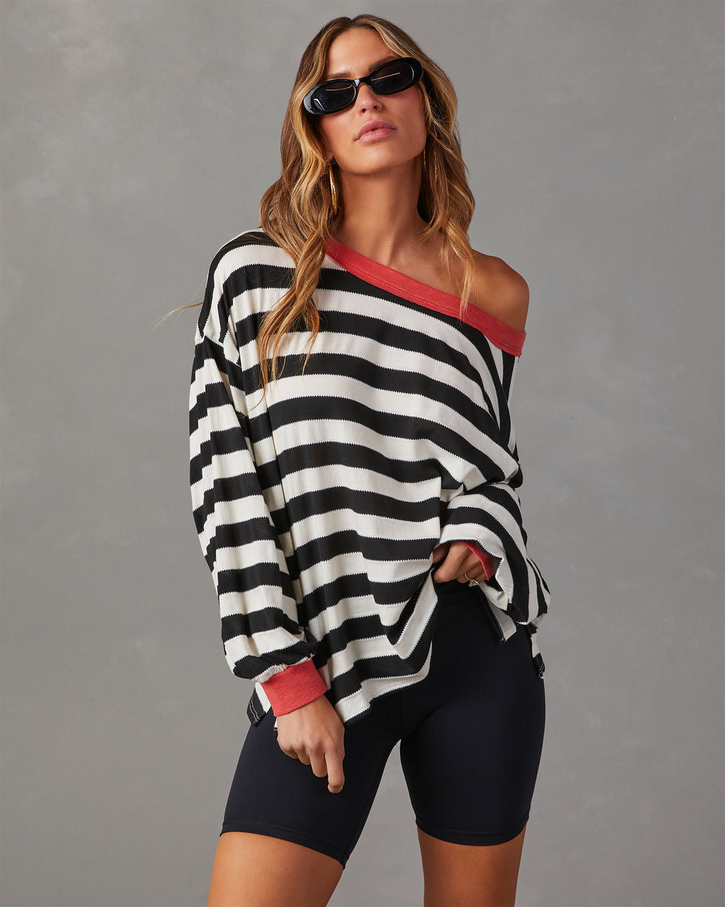 Morwenna Striped Long Sleeve Top-Vogue Logic