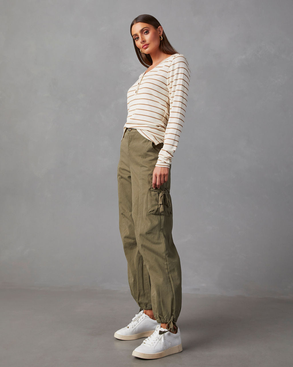 Suzanne Ribbed Knit Henley Top-Vogue Logic