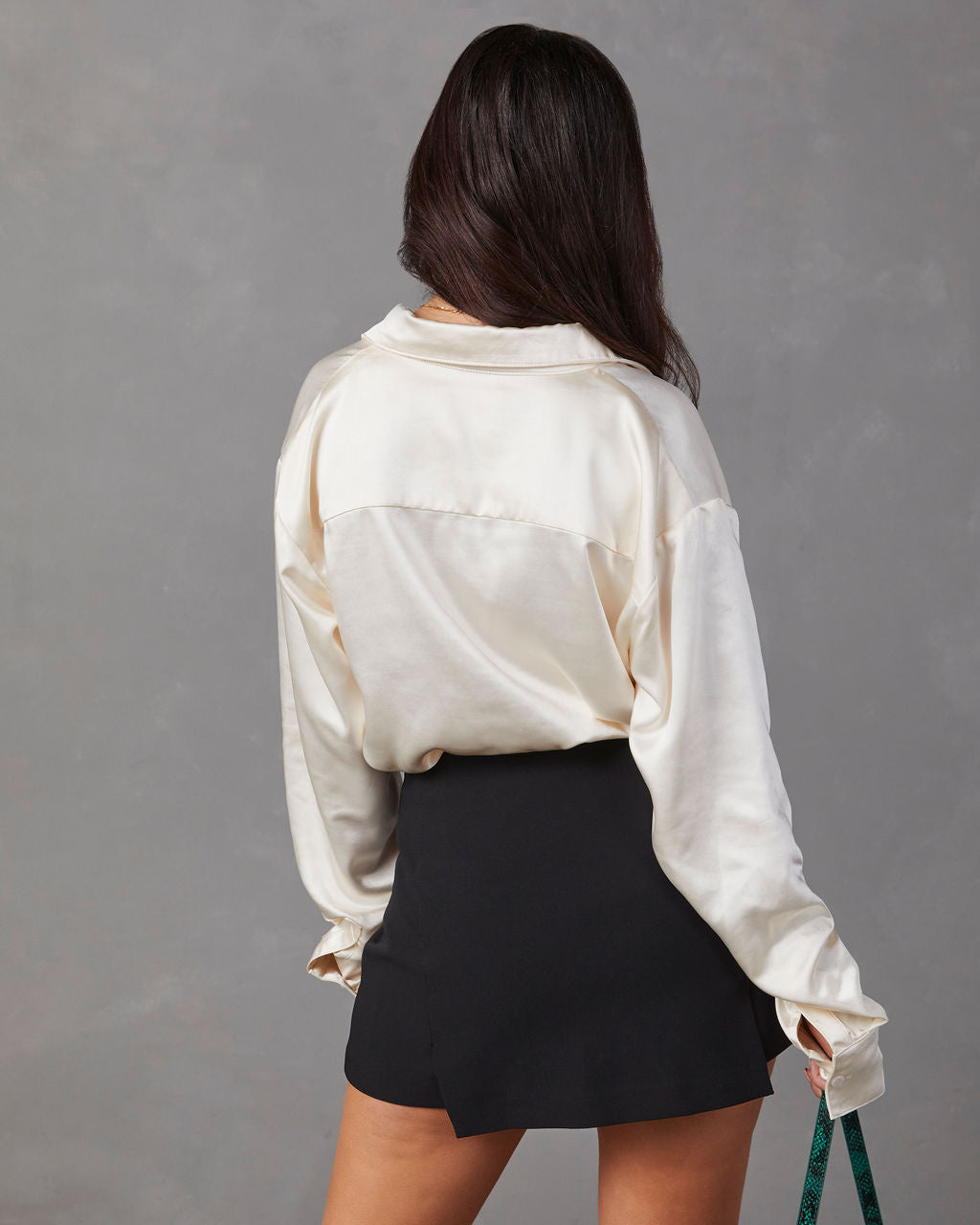 Kielan Satin Button Down Top-Vogue Logic