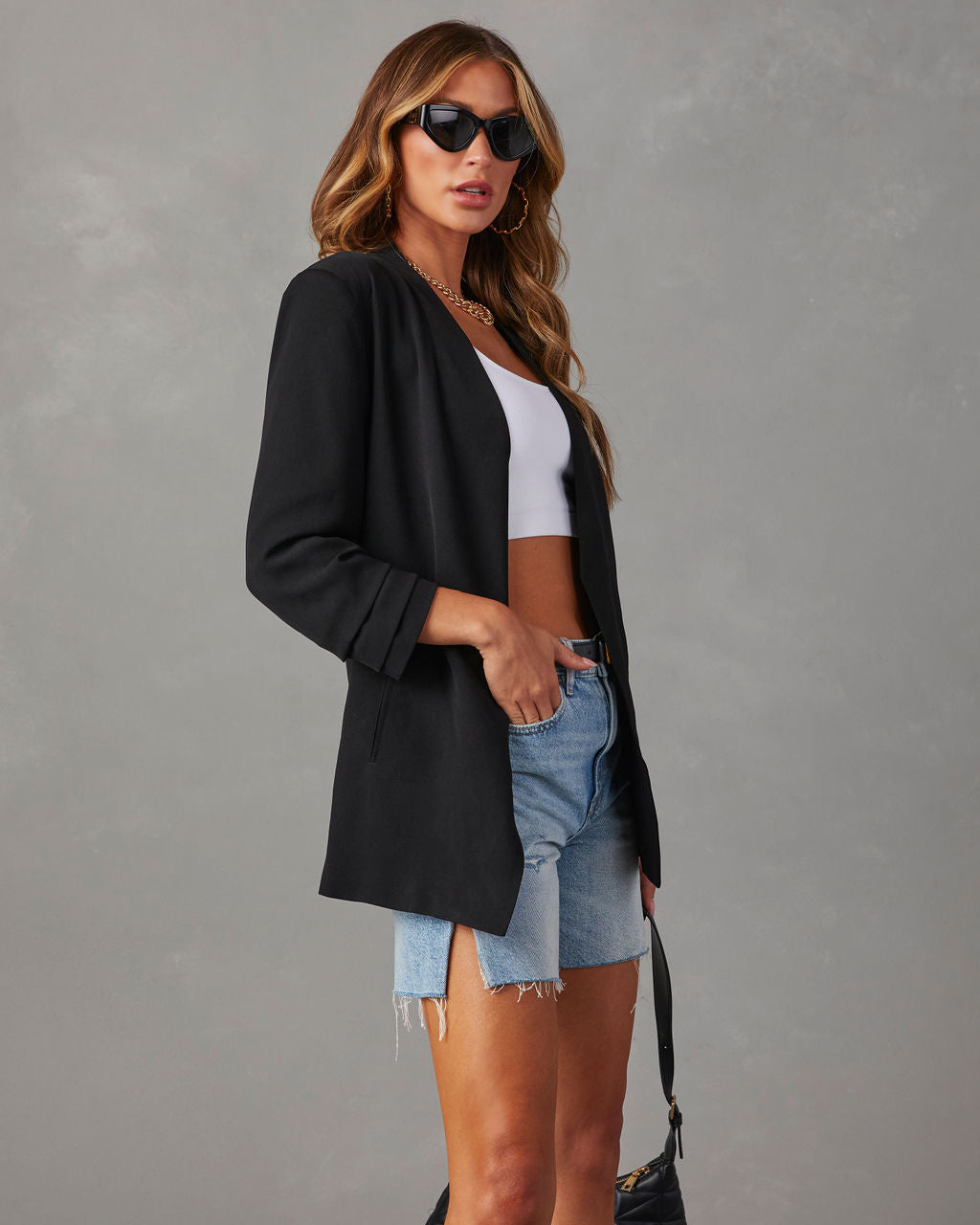 Uptown Girl Pocketed Blazer-Vogue Logic