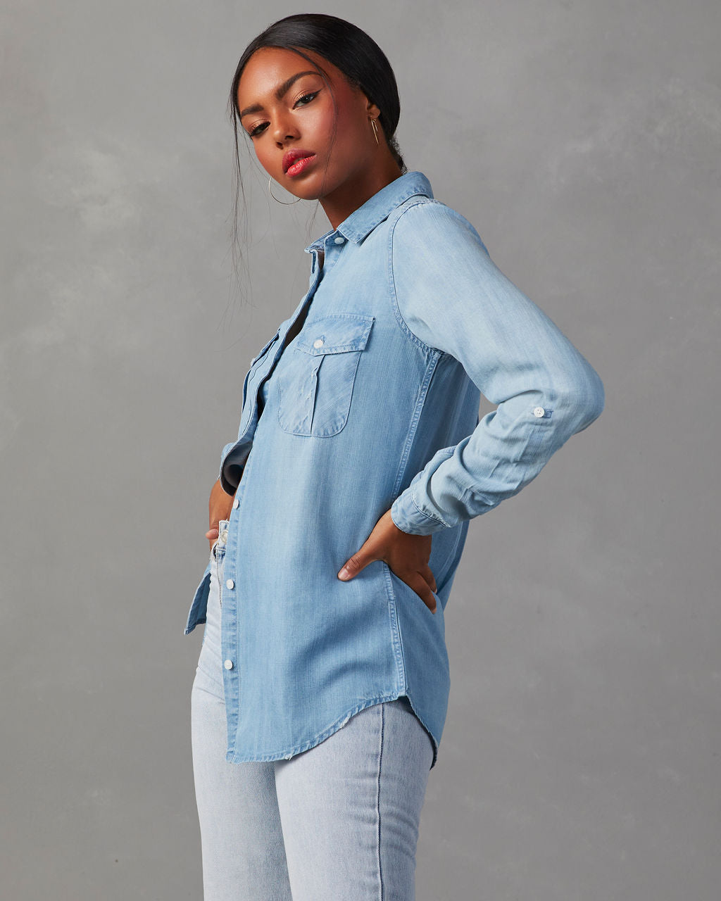 Katana Chambray Utility Top-Vogue Logic