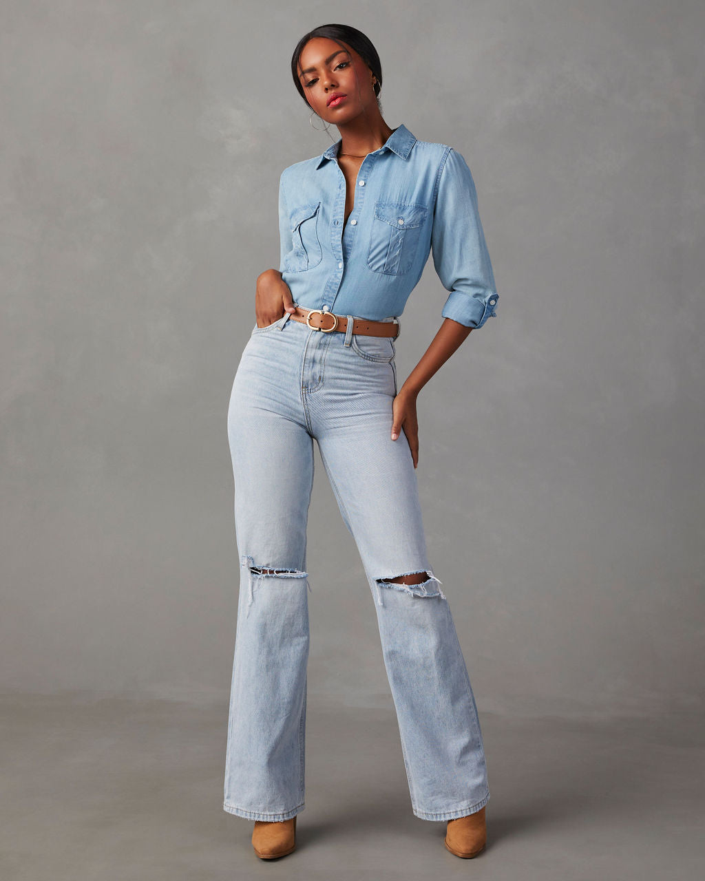 Katana Chambray Utility Top-Vogue Logic