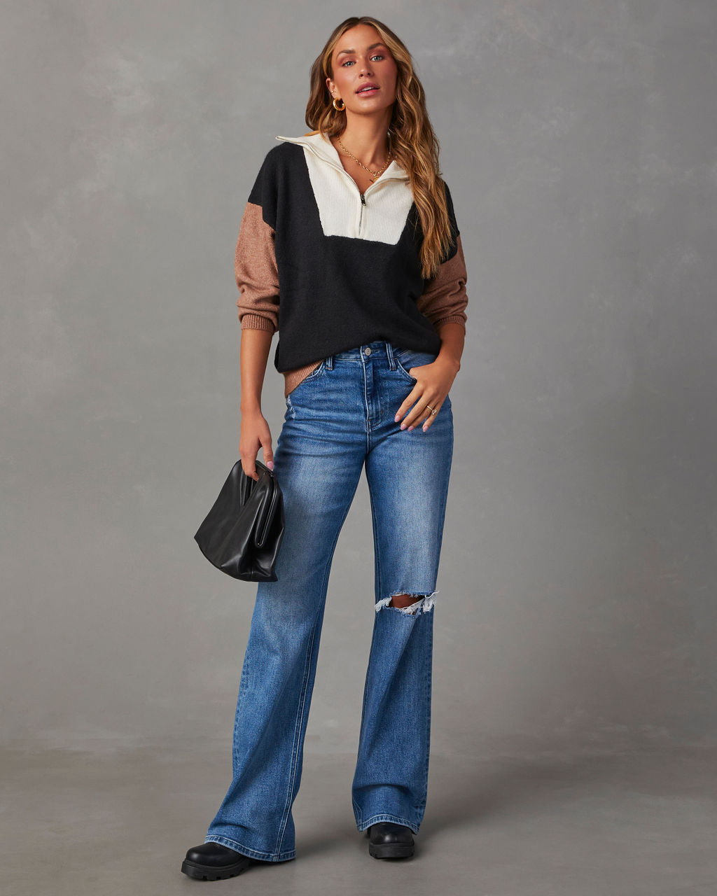 Reiss Colorblock Half Zip Sweater-Vogue Logic