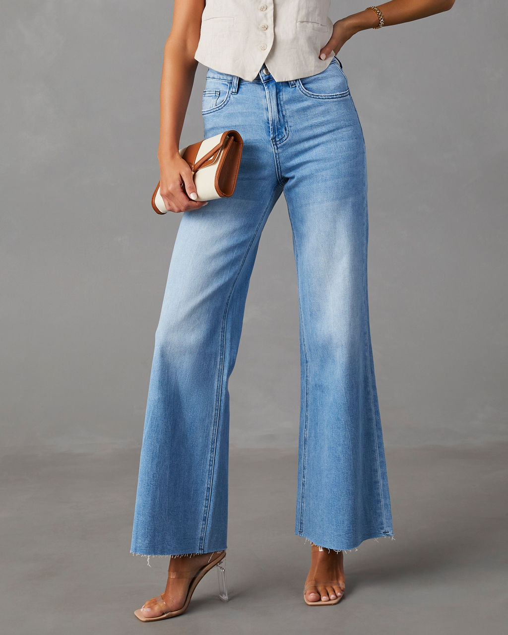 Aleesia Stretch Mid Rise Wide Leg Jeans-Vogue Logic
