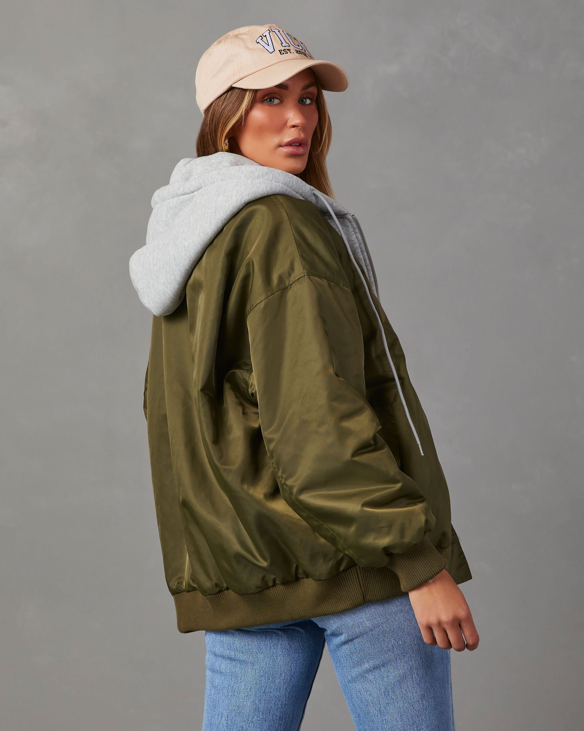 Campus Oversized Hooded Bomber Jacket-Vogue Logic