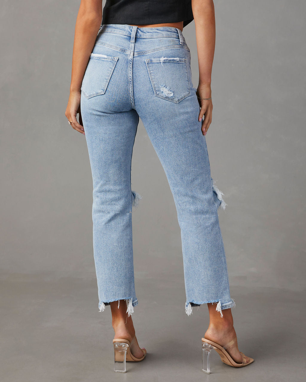 Jolee High Rise Distressed Cropped Jeans-Vogue Logic
