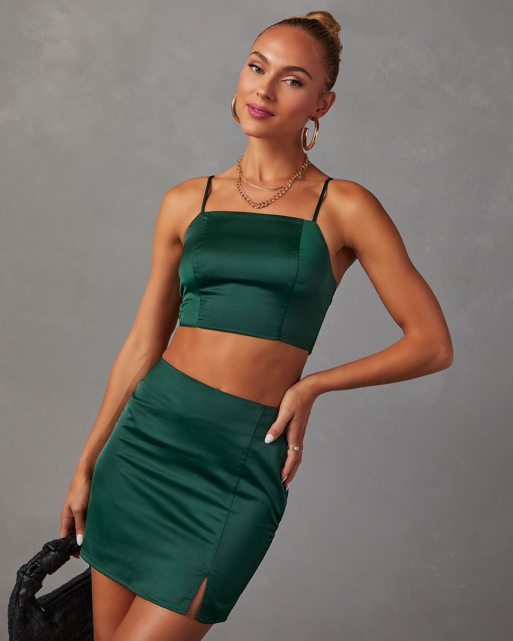 Kaito Satin Crop Tank-Vogue Logic