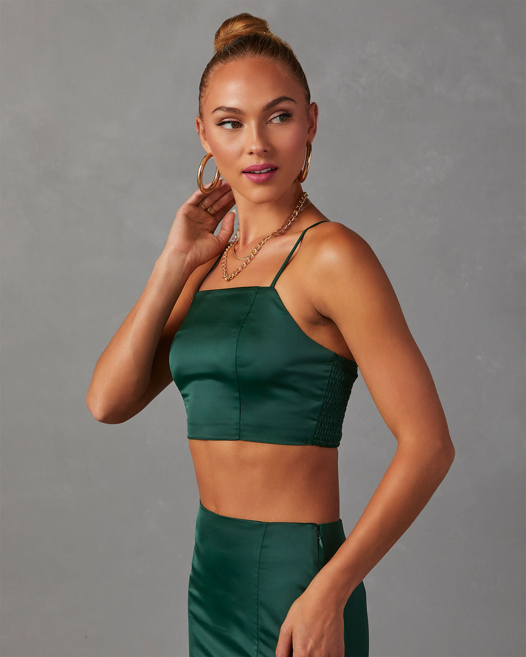 Kaito Satin Crop Tank-Vogue Logic