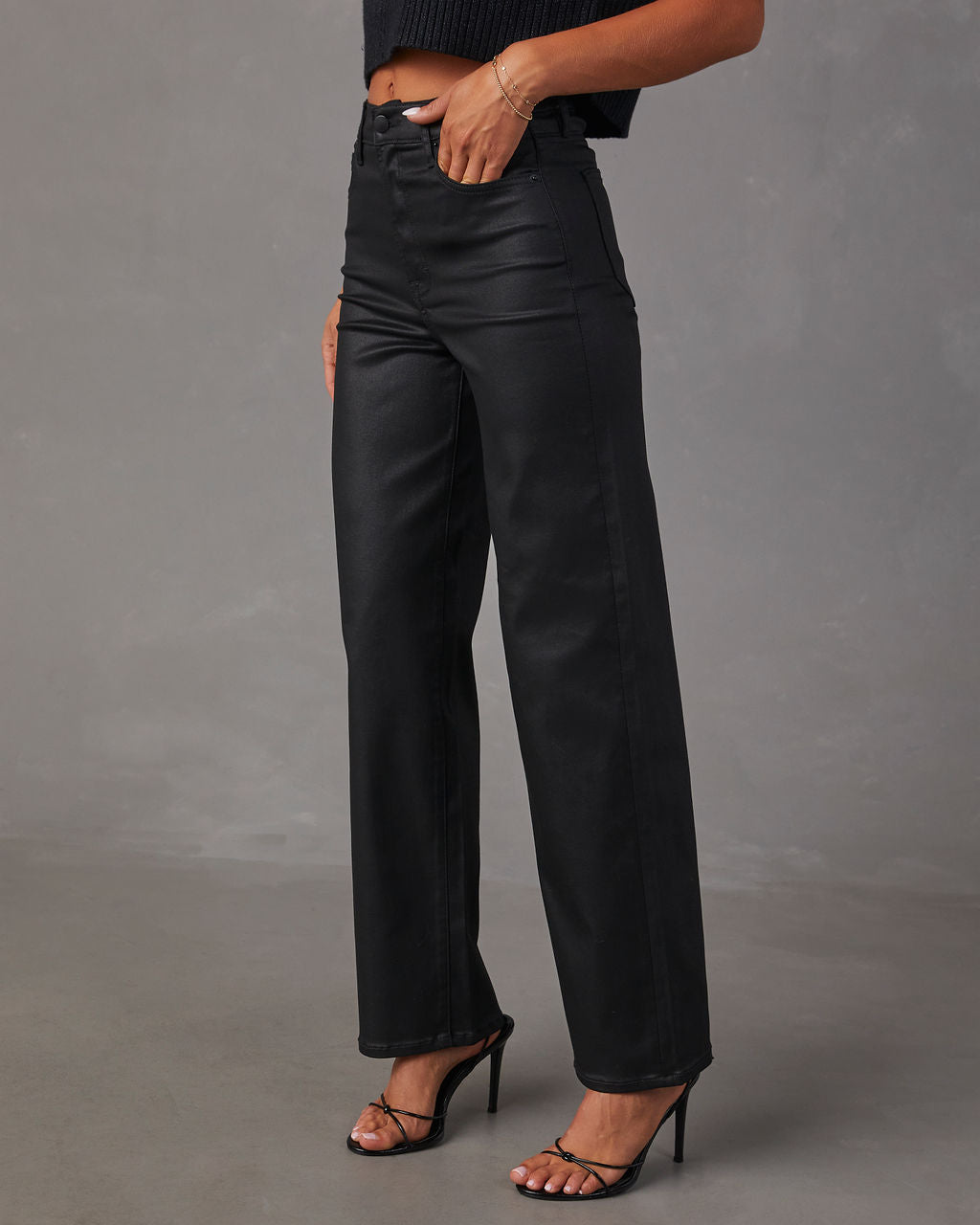 Vogue Logic Icon Coated High Rise Straight Jeans-Vogue Logic