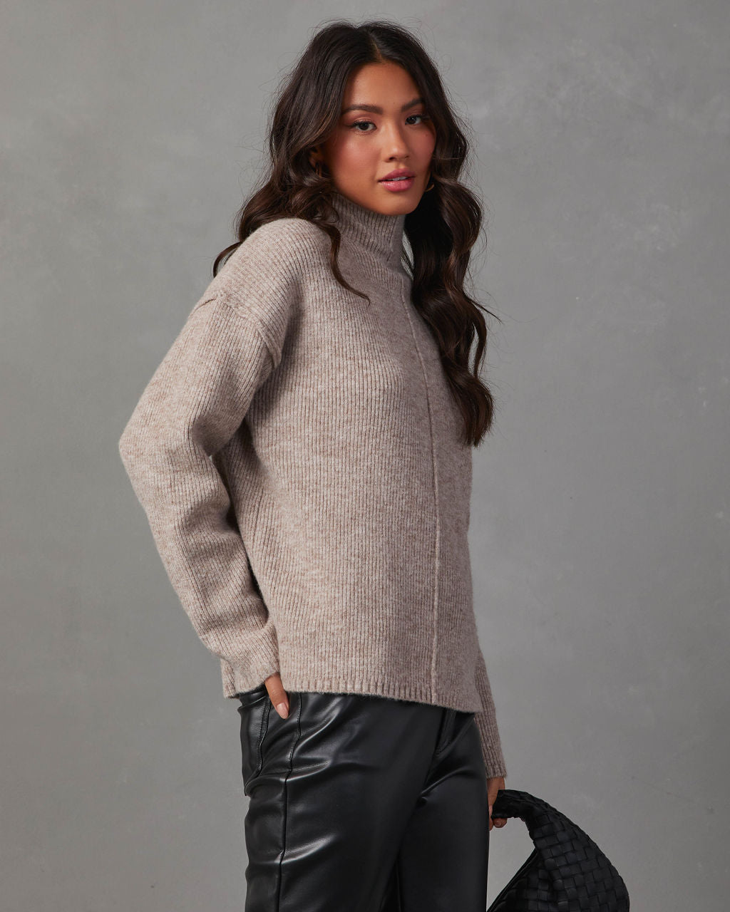 Malia Mock Neck Seamed Sweater-Vogue Logic