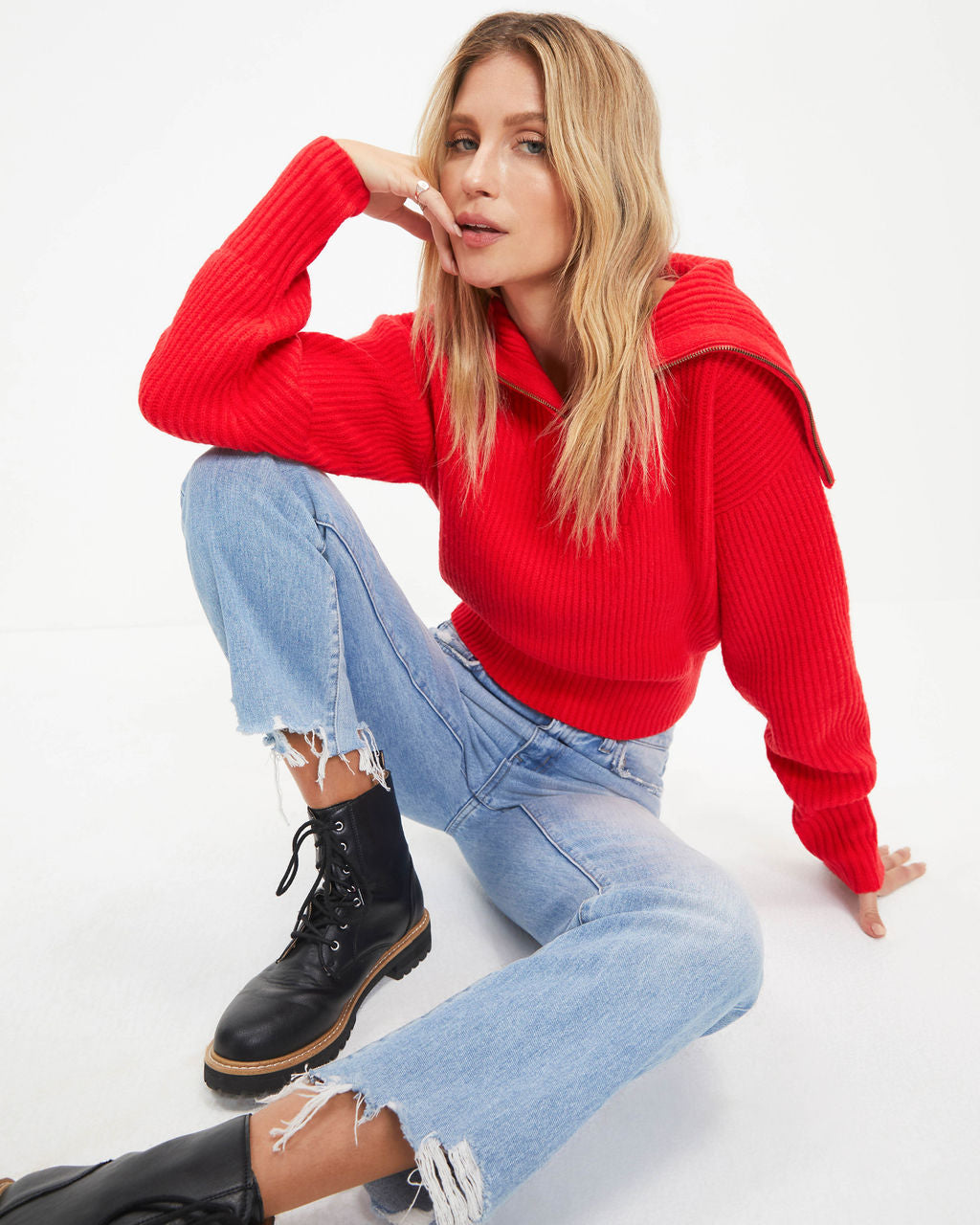 We Love It Half Zip Pullover Sweater-Vogue Logic