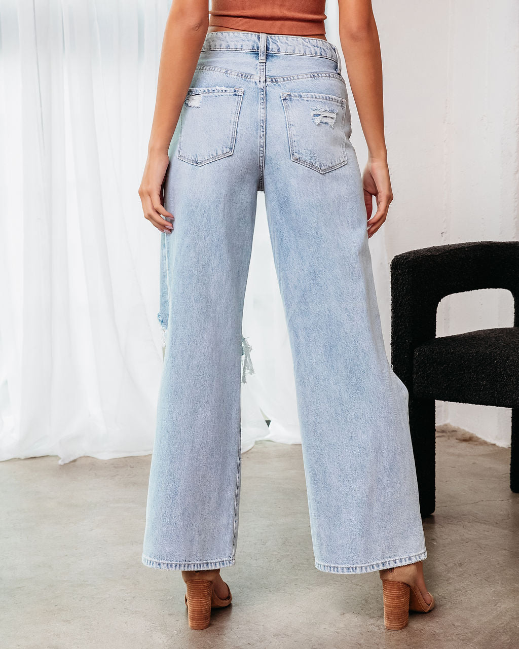 Destiny High Rise Distressed 90'S Wide Leg Jeans-Vogue Logic